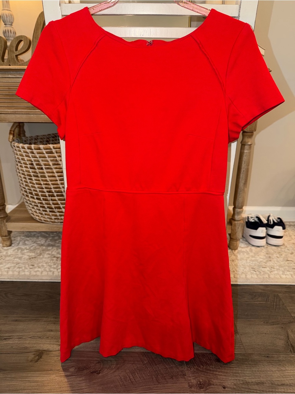 J. Crew Bright Red Short Sleeve Fit-and-Flare Dress